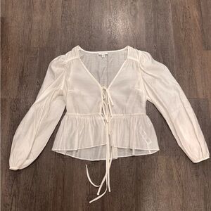 Topshop Cream Tie-Front Blouse